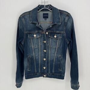 JUST USA Women Denim Jean Jacket Dark Wash Button Front Classic Fit XS